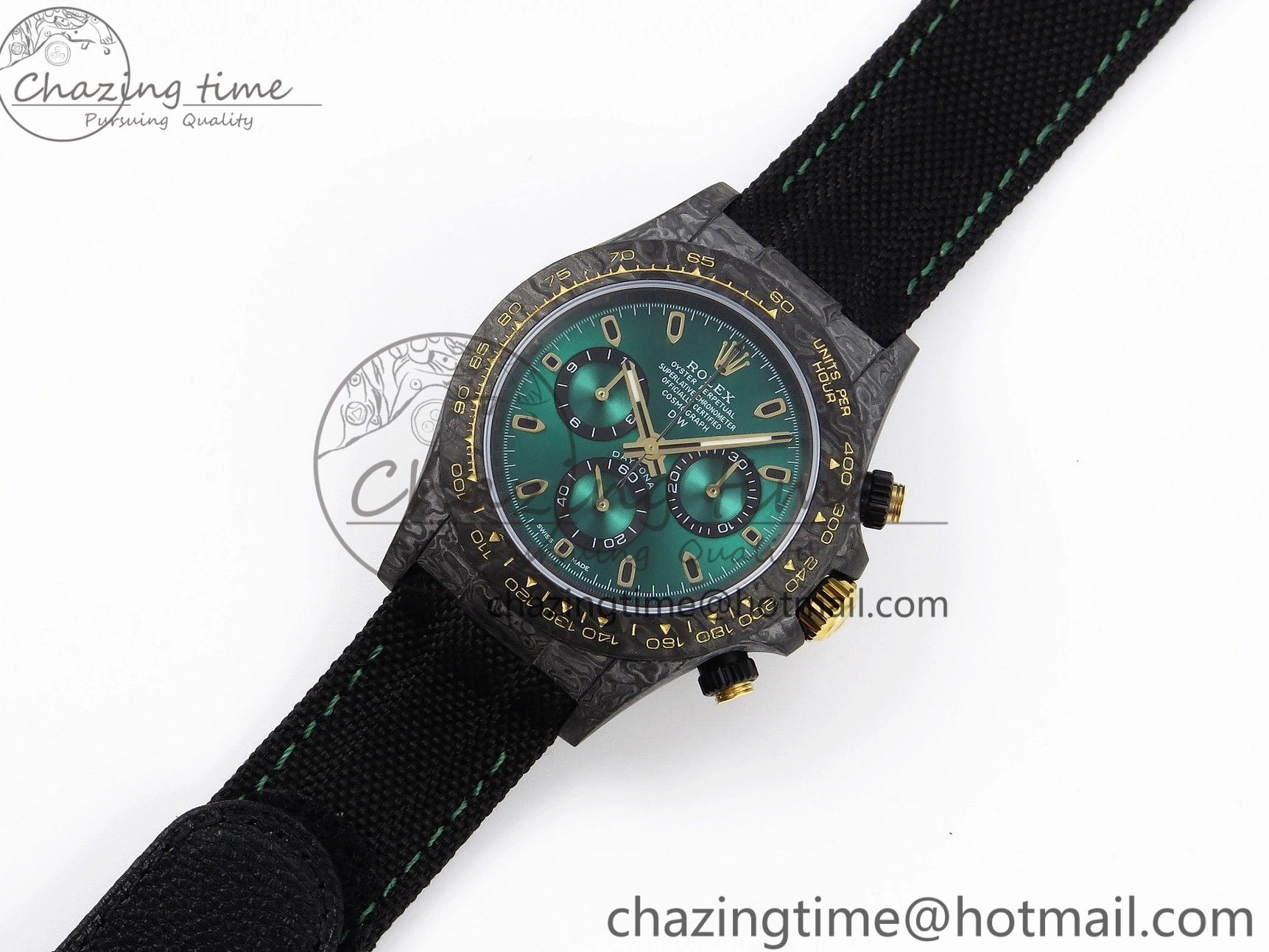 MiroTime 0407 TimelessDesign Daytona DIW Carbon YG Case and Bezel DIWF Edition Green Dial on Black Nylon Strap A 1883